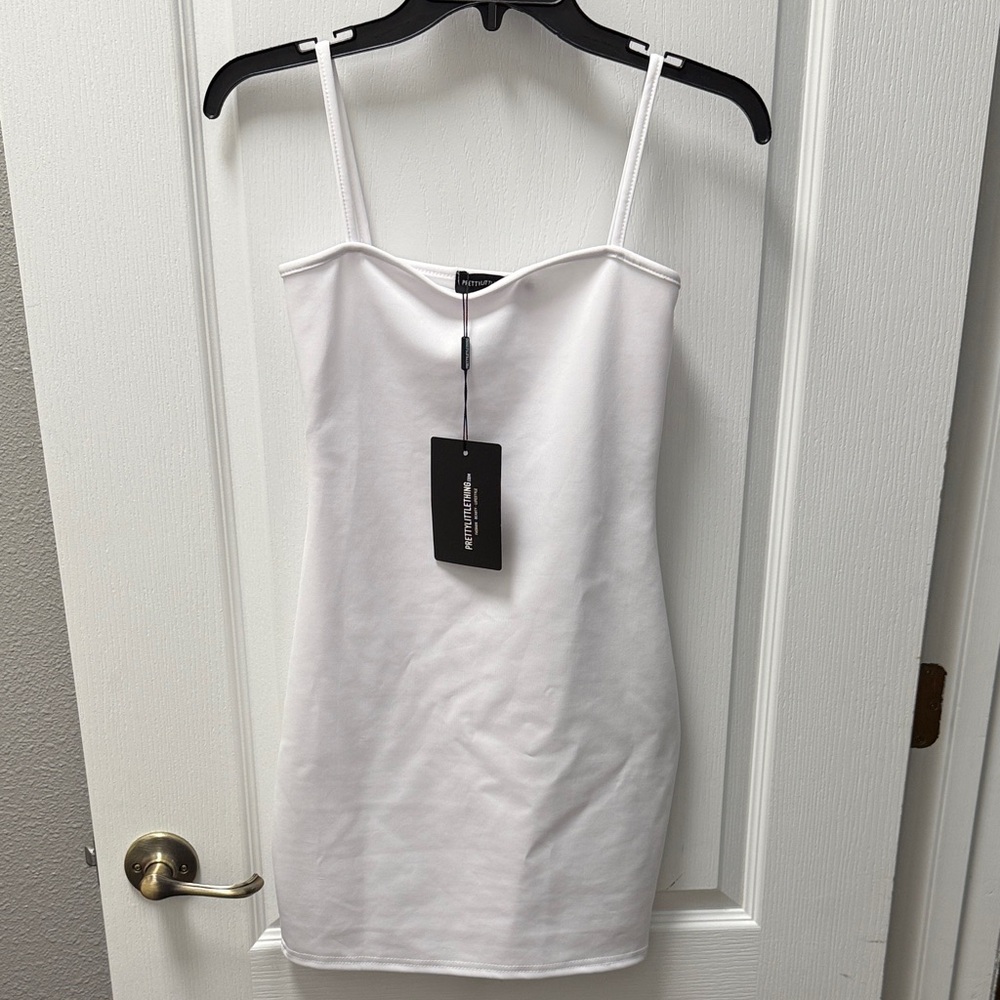 Elegant Pretty Little Thing White Spaghetti Strap Dress
